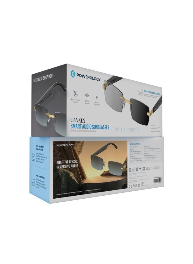 Powerology Cannes Photochromic Smart Audio Sunglasses with Smart Touch Control & UV Protection / 8H Playtime / HiFi Sound / Low Latency / Automatic Pairing / Smart Audio Pairing - Black - Image 3